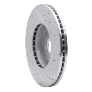 Kia BORREGO Brake Rotor (1) - Front Left - R1 Concepts - Drilled & Slotted - Silver - `09-`10